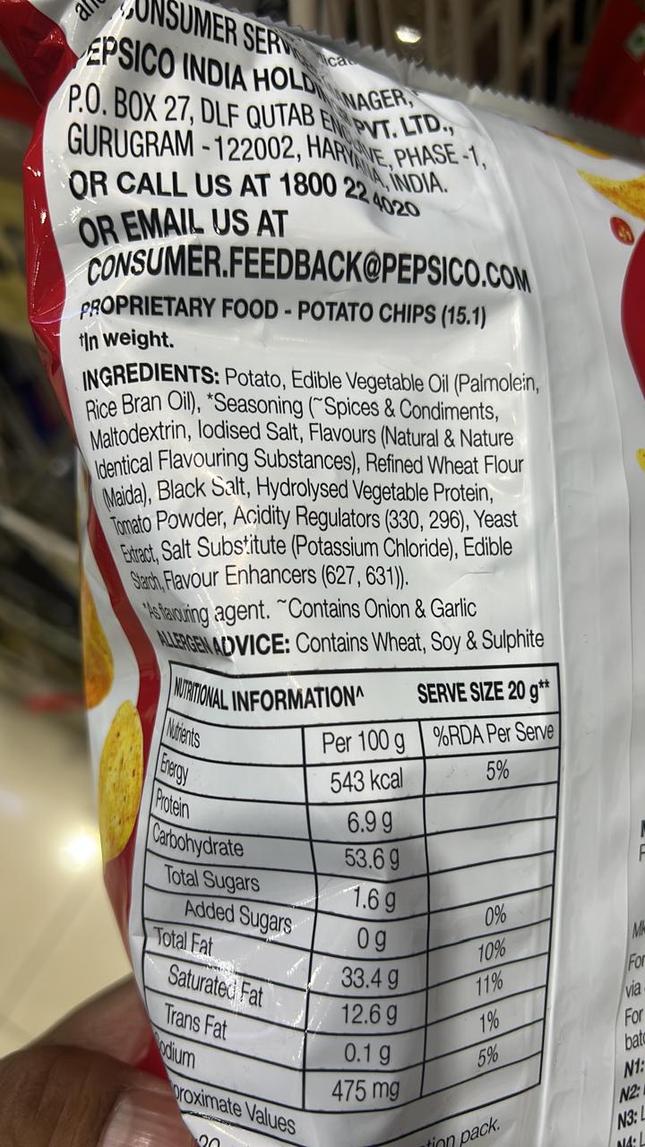 Potato Chips Ingredient List